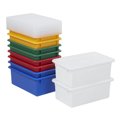 ECR4Kids Cubby Storage Bin with Lid, Multipurpose Organization, Assorted, 10-Piece