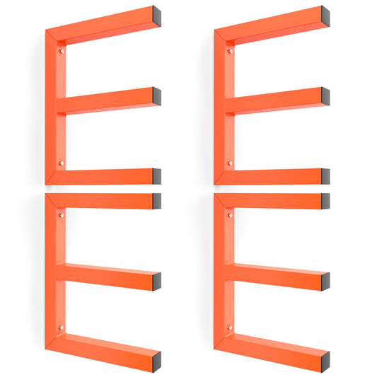 Ultrawall Lumber Storage Rack Wall Mount Wood Storage Racks, Metal Wood Organizer Racks for Shed, Workshop, Garage, Holds Up 220 LBS Per Level (Pack of 4, Orange)
