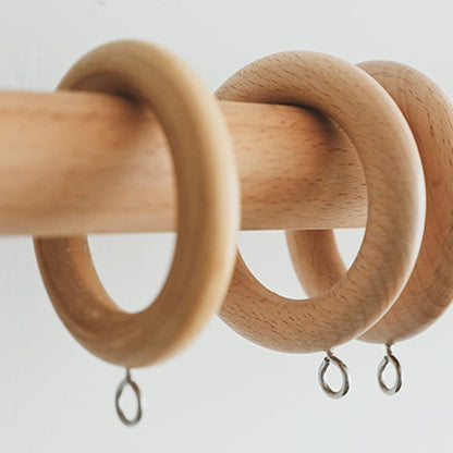 96 Pcs Wooden Drapery Curtain Rings with Metal Hooks – 3.5''Outer, 2.7" Inner Diameter – Beechwood Durable Wooden Drapery Rod Rings for 1-1.5 inch – Pack of 96