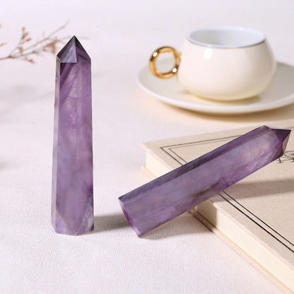ZHIYUXI 3.7-4" Amethyst Crystal Gemstones Crystals and Healing Stones Purple Crystal Tower Hexagonal Pointed Crystal Wand 1 Pc Large Crystals Reiki Energy Balancing Meditation Therapy Decoration Gifts