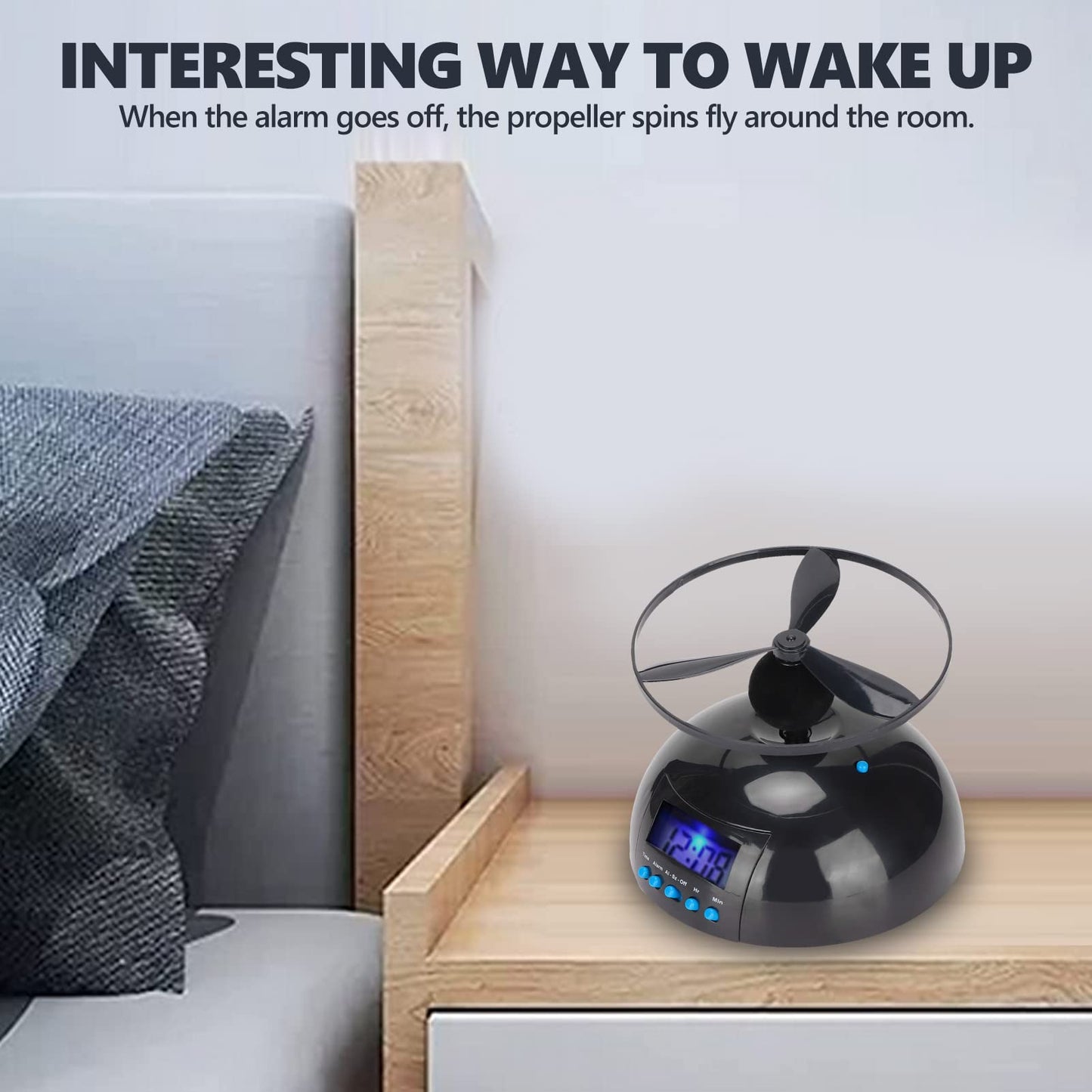 Kafuty-1 Novelty Digital LED Alarm Clock,Gadget Run Away Flying Alarm Clock for Bedroom/Office/Home/School,Rolling Helicopter Chopper Propeller Clock Creative Gift