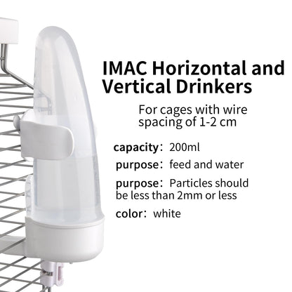 YOOSO WING Bird Feeder Automatic Bird Water Dispenser Set for Cage No Mess Parakeet Cage Water Dispenser PP Material, 200ml/6.8fl oz (2PCS)