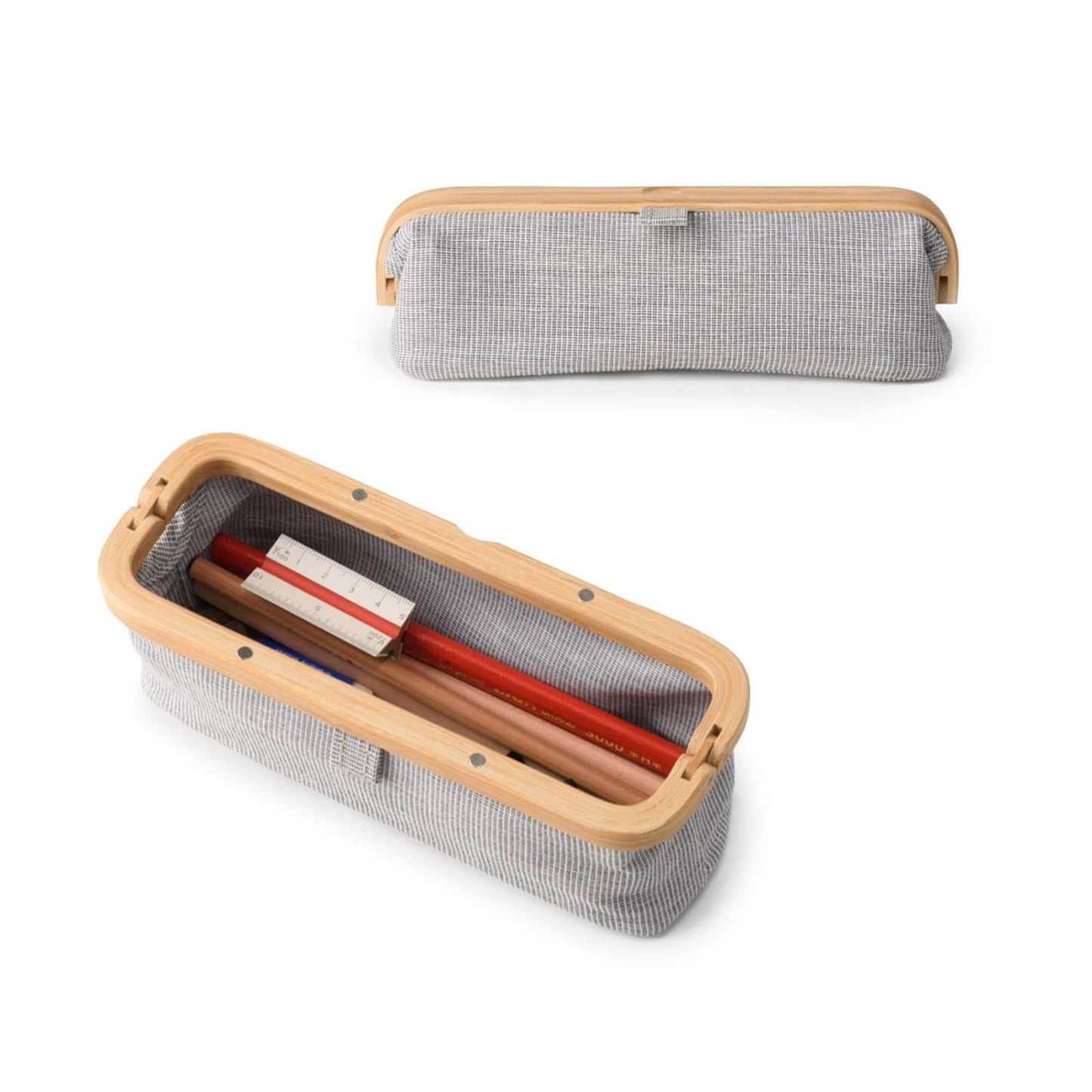 GUDEE UROKI Pen Case Pencil Pouch Lightweight and Spacious with Bamboo Frame Magnetic Opening for Organizing Stationary Office Supply 7.8x2.9.x2.7 inch Men and Women Infinity Blue