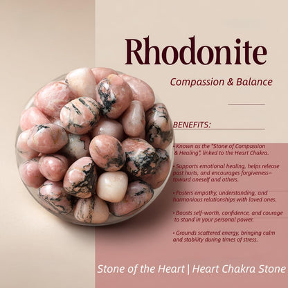Loveliome Natural Rhodonite Oval Polished Worry Stones, Healing Crystal Indoor Fountain Stones Massage Energy Anxiety Relief Items