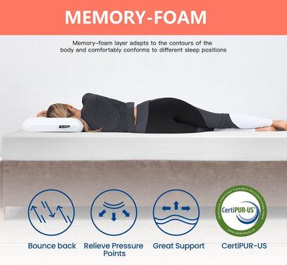 FDW | 5 Inch Queen Mattress | Medium Firm | Gel Memory Foam Mattress | White | Bed in a Box, CertiPUR-US Certified | Pressure Relief, Cooling Ventilated Foam | Washable Removable Cover