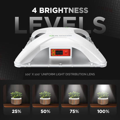 Sun System P1000 HelioGrow LED Grow Light for Indoor Plants - 100 Watt, High Efficiency Full Spectrum Dimmable Diodes, Daisy Chain up to 512 Units, 2 Year Warranty, Mounting Hardware Included