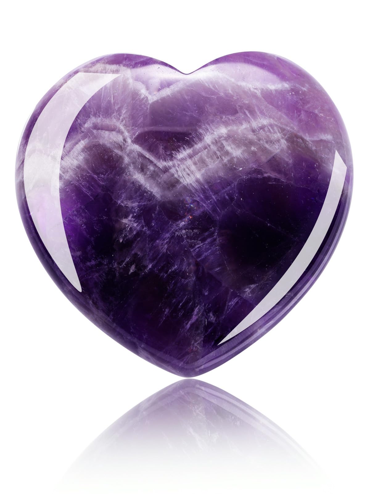Jovivi 60mm Large Amethyst Crystal Heart Healing Crystals Heart Stones Polished Pocket Love Gemstones Chakra Reiki Energy Balancing Meditation Gift