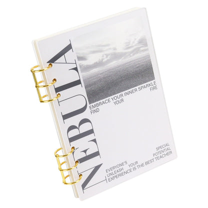 MultiBey A5 Binder 6-Ring Frosted Acrylic Binder Planner Cover with 45 Sheets Lined Paper, Personal Loose Leaf Binders, Gold Metal Round Rings a5 Planner Budget Binders, Lay Flat Design