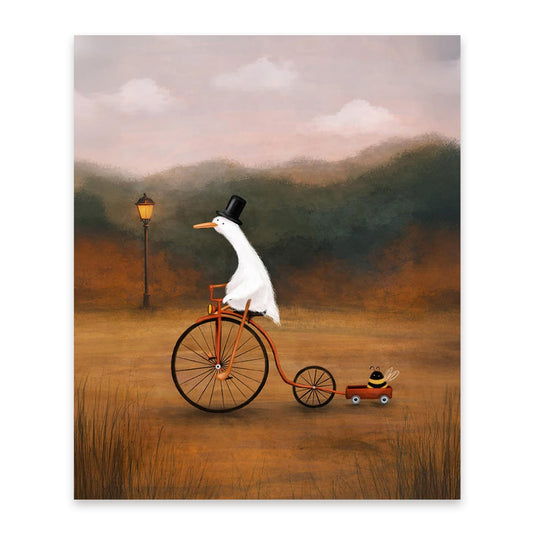 FOPENEM Whimsical Goose Bee Diamond Painting Kit for Boys Girls 9.8x11.8 Inch, Quirky Vintage Tricycle Cycling Goose Gem Diamond Painting Art Kits for Kids Boys Girls Room Playroom Nursery Wall Decor