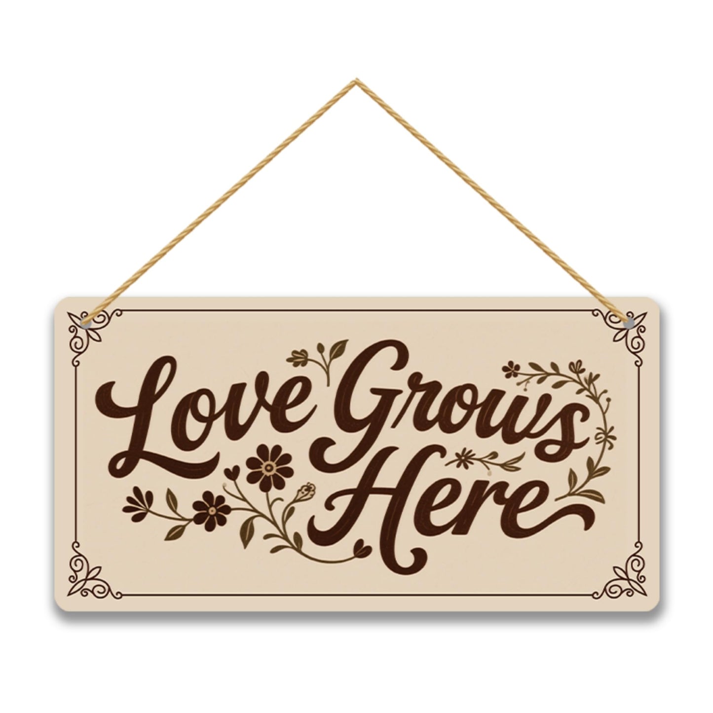 Love Grows Here Wood Sign Gift - Rustic Garden Plaque for Plant Lovers, Mother's Day Gift for Her, Gardener Welcome Sign, Housewarming & Wedding Gift for New Homeowners 12x6 Inch