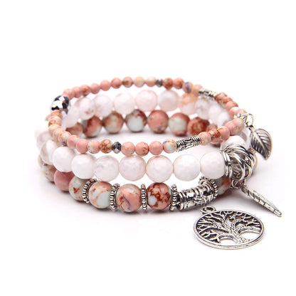 Jardme Healing Crystal Bracelets for Women, 8mm Beaded Natural Stone Stretch Chakra Bracelets Tree of Life Bracelet Jewelry Gifts for Women