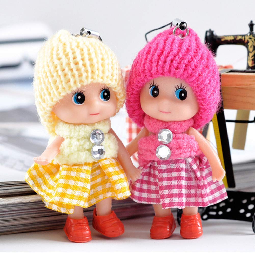 DDJYP 12pcs Tiny Dolls Silicone Princess Mini Doll for Girls DIY Miniature Dollhouse Kit with Miniature Clothes, Decoration Little Dolls Christmas Festival Reborn Baby Stuff Gift & Bag Accessories