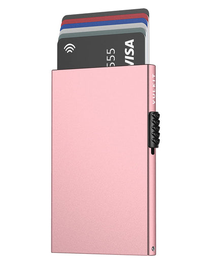 VULKIT Minimalist Credit Card Holder Pop Up Cards RFID Protection Slim Metal Wallet