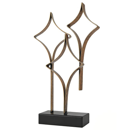 LNXMES Abstract Metal Sculpture Home Decor – Modern Minimalist Line Art Statue Decorations for Table, Shelf, Living Room, Office & Entryway (Diamond Curved Metal Sculpture)