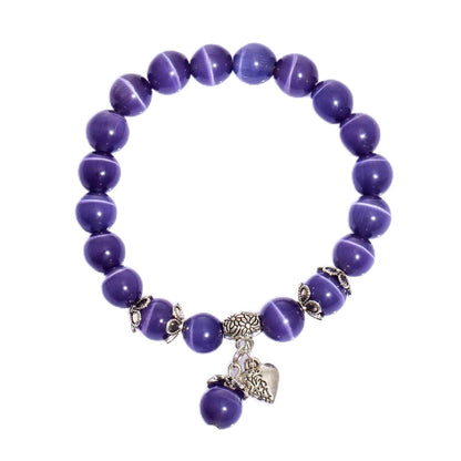 MEHUK Natural Stretch Gemstone Bracelet Healing Stone Beaded Bracelets for Women Men Gifts (Unisex) (Purple)