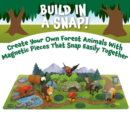 Popular Playthings Magnetic Animals for Toddlers 1-3, Mini Mix or Match Animal Toys, Set of 7 Gift for Kids - Forest Animals with Pop-up Playmat