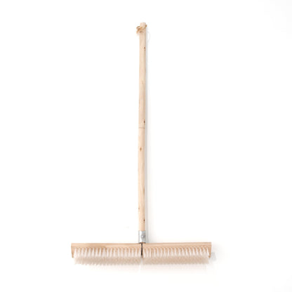 BMart Home 17.71” Heavy Duty Push Broom Outdoor, Stiff Plastic Bristles 4-Layer, 32.28” Wooden Handle, Industrial Broom for Garage Floor, Warehouse, Patio, Concrete, Deck & Sidewalk Cleaning
