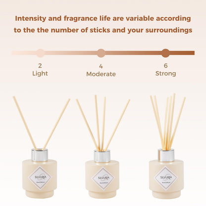 SILVURIA Fresh Linen Scented Oil Diffuser Set,100ml with 6 Reed Sticks for Home,Office & Bathroom,Long-Lasting Aroma for Families,Professionals & Pet-Friendly Spaces