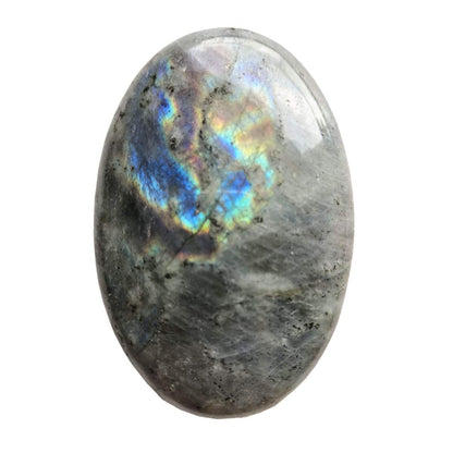 Loveliome Natural Labradorite Oval Polished Worry Stones, Healing Crystal Indoor Fountain Stones Massage Energy Anxiety Relief Items