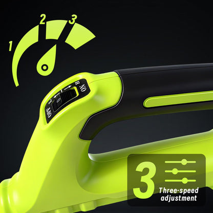 Cordless Leaf Blower, 21V Leaf Blowers, 580CFM/180 MPH Brushless Motor and 3-Speed Electric Blower, with 2 Lightweight Batteries 3.0Ah & Charger Gutter Cleaning for Garden Yard Patio