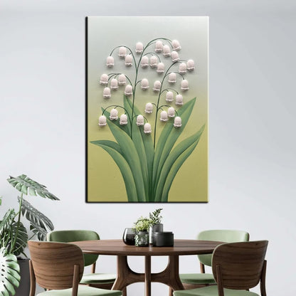 36x24inch Wall Art ,Minimalist Wall Art hand painted Texture Wall Art Oil Paintings , 3D Lily of the Valley White Floral Canvas Wall Art ,Modern Home Wall Decor ,Wall Art for Bedroom ,Dining Room Wall Decor