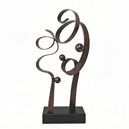 LNXMES Abstract Metal Sculpture Home Decor – Modern Minimalist Line Art Statue Decorations for Table, Shelf, Living Room, Office & Entryway (Curved Sphere Metal Sculpture)
