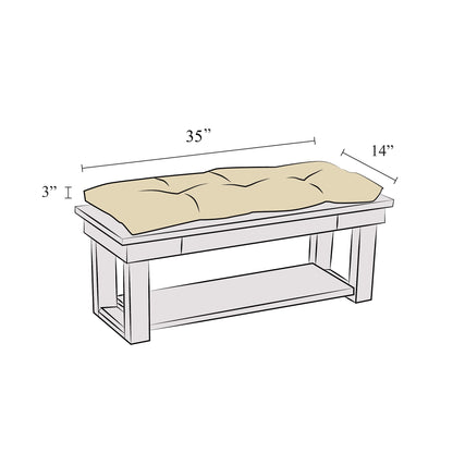 Klear Vu The Gripper Non-Slip Tufted Bench Cushion for Indoor Furniture, Assembled in USA, Entryway Storage, Bay Window, Corner Nook or Piano Seat, 35 Inches, Solid Gray