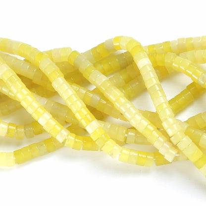150pcs 2x4mm Natural Lemon Jades Stone Tube Shape Beads Loose Flat Round Cylinder Flat Spacer Green Stone Beads for Bracelet Earrings Jewelry Making