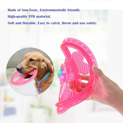 Wandrola Flying Disc Dog Sport Toy with Flashing LED Lights, Light Up Pet Disk for Ultimate Night Time Play, Blue