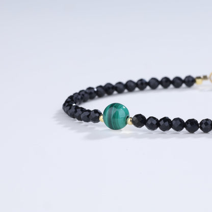COAI Birthstone Bracelet for Women, Malachite Black Tourmaline Bracelet for Women 3mm