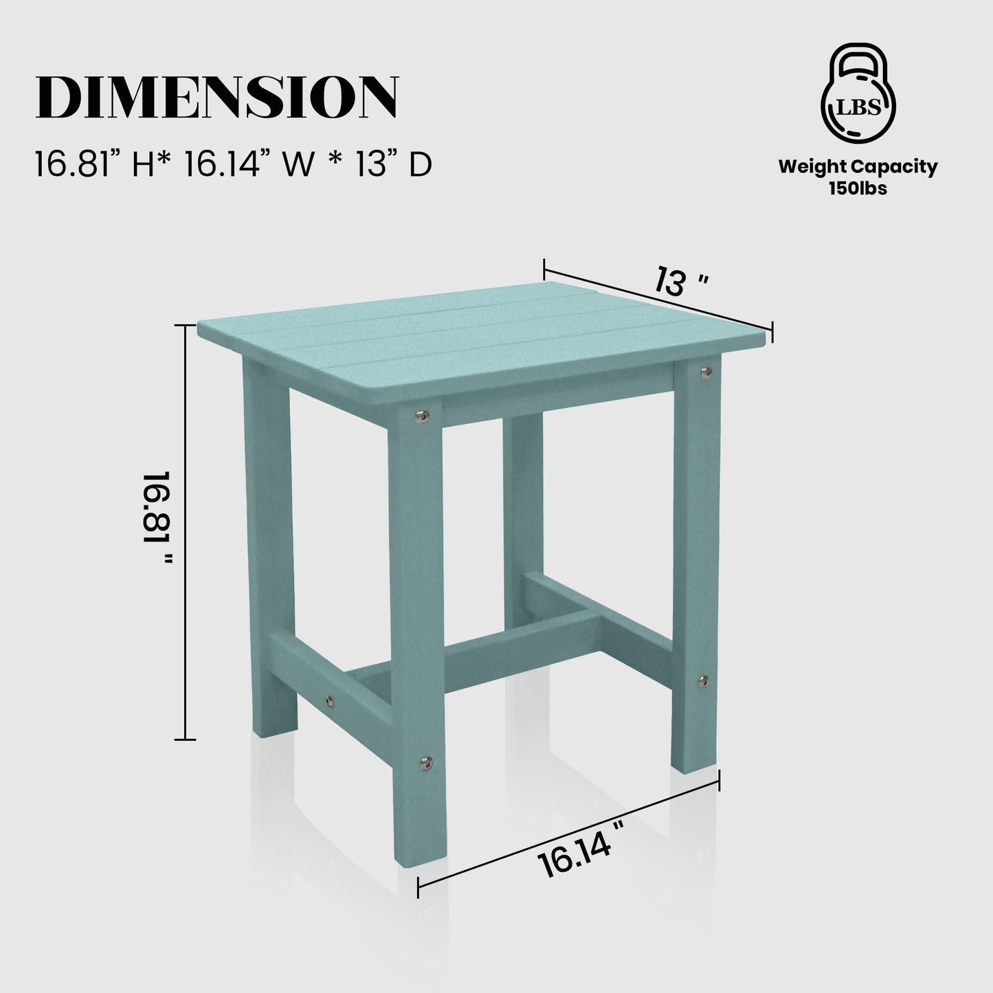 juserox Outdoor Side Table, Weather Resistant Double Small Adirondack Side Table, Outdoor Indoor End Table for Chair, 17" Patio Table for Pool, Deck and Porch, Black (Item1, Dark Blue)