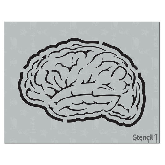 Stencil1 Brain Stencil Durable Quality Reusable Stencils for Painting - Create Stencil Crafts and Decor - Decor on Walls Fabric & Furniture Recyclable Art Craft - 8.5" x 11"