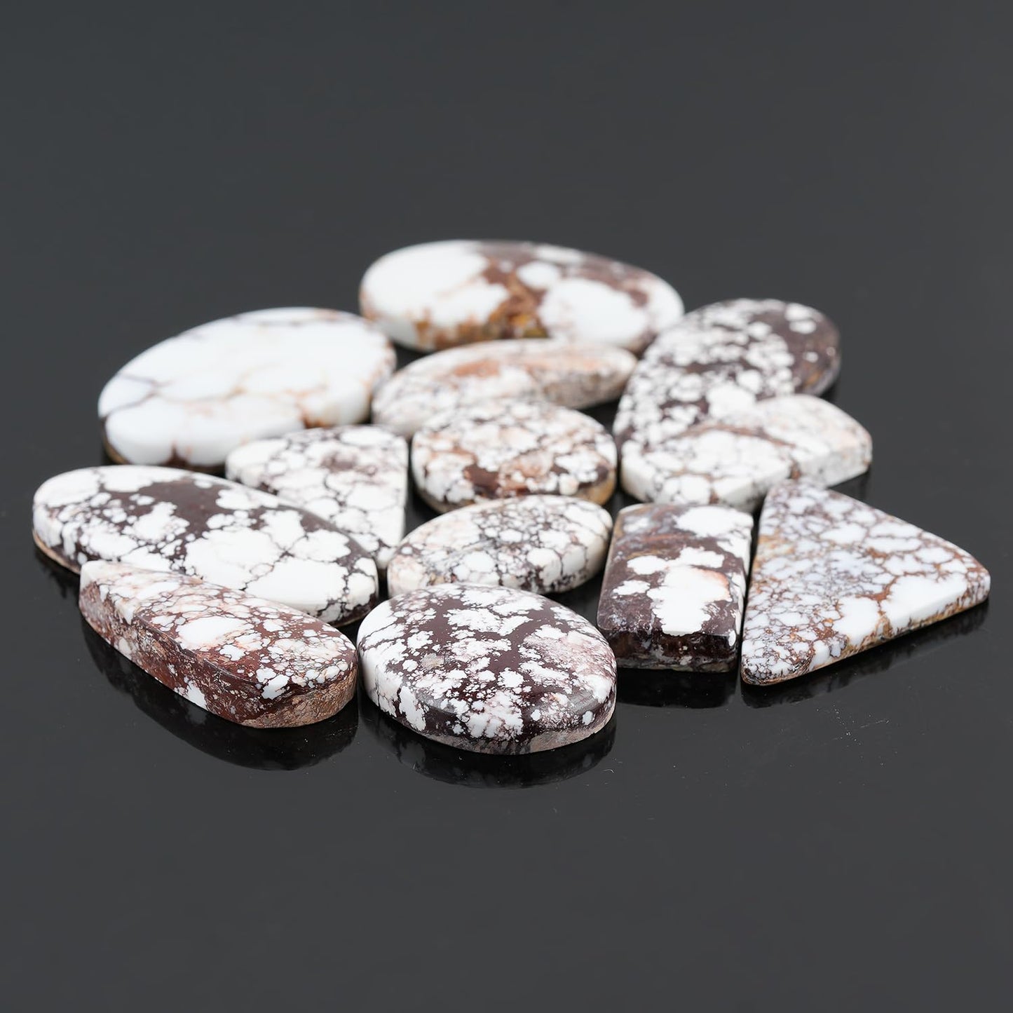 GemSymphony 100 Carat Natural Wild Horse Jasper Gemstone Cabochon Lot Mixed Shapes – 5 to 6 pcs Hand Polished Crystal Stones for Jewelry Making Supply, Healing, Reiki, Craft Supplies, Unique Cab Set for Wire Wrapping & Collectors (10-20 mm)