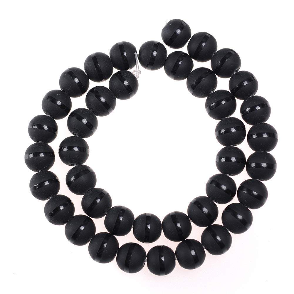 10mm Natural Agate Line Gemstone Round Loose Beads Crystal Stone Bracelet Necklace Accessories Crafts for Jewelry Making DIY,1 Strand 15"