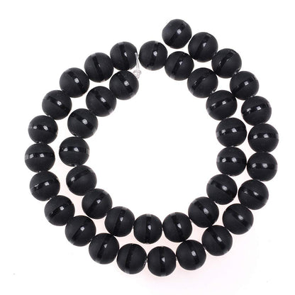 10mm Natural Agate Line Gemstone Round Loose Beads Crystal Stone Bracelet Necklace Accessories Crafts for Jewelry Making DIY,1 Strand 15"