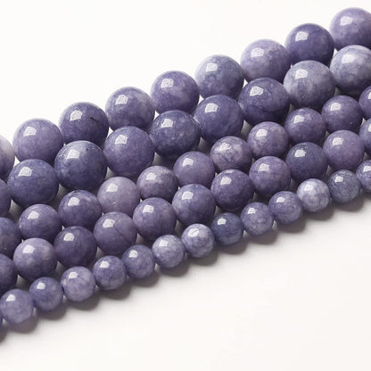 8mm 90pcs Natural Purple Angelite Stone Beads Lavender Gemstone Round Loose Beads for Jewelry Making DIY Bracelet Necklace Earrings 32" 2 Strands