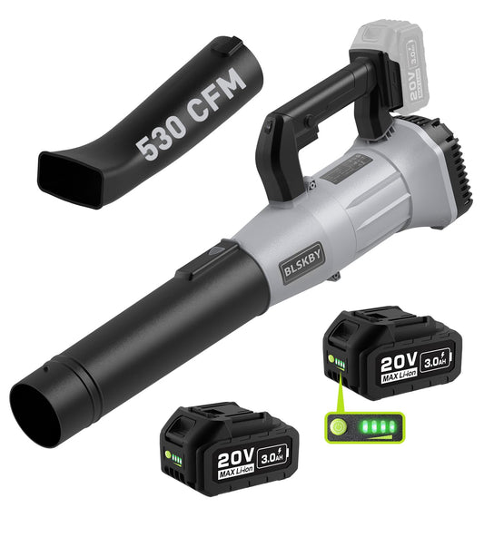 Cordless Leaf Blower - 2x3Ah Battery, 530CFM 170MPH, Powerful Battery Powered Leaf Blower Cordless with Battery and Charger, 7-Speed Control, 2 Extended Tubes for Yard, Lawn & Garden