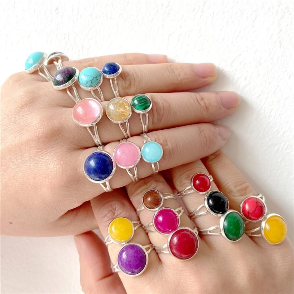20pcs 6mm Natural Stone No Hole Gold Sandstone Semicircle Smooth Cabochons Beads Healing Chakra Crystal Stone Bead for Jewelry Making Rings Earrings Necklace Bracelet DIY Crafts