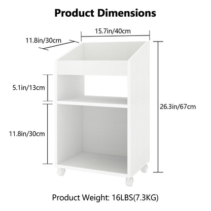 Permory 3-Tier Mobile Files Cabinet, Under Desk White Storage Organizer with Wheels for Home Office (White)
