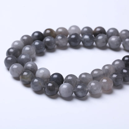 10MM Grey Crystal Round Loose Beads Natural Gem Beads Crystal Energy Stone Beads for Jewelry Making DIY Bracelet Necklace