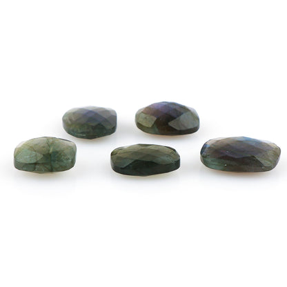CRYSTALIS Blue Labradorite (5pcs) (12-18mm) Natural Loose Gemstone, Checkerboard-Cut, Wholesale Bulk Cabochons Jewelry Making Supply, Chakra Healing Polished Stone, Wire Wrapping, DIY, Gem Collection