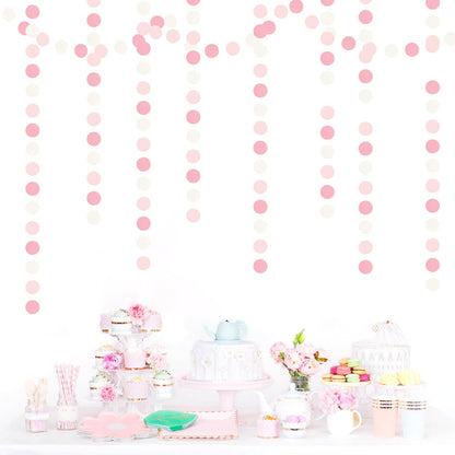 Light-Pink White Girls-Birthday Party-Decoration Garland - 52ft Baby Bridal Shower Blush Streamers,Valentines Mothers Day Graduation Bachelorette Supplies Banner Decor Lasting Surprise