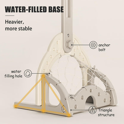 Toddler Basketball Hoop Set with 3 Balls, Adjustable Basketball Hoop Set Indoor Outdoor for Kids, Toddler Sports Activity Center, Portable Basketball Soccer Golf Game Set, Birthday Gift Grey