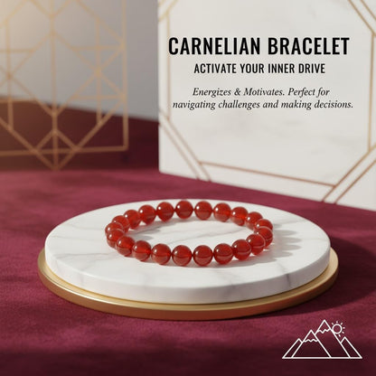 The Vida Handmade AAA+ Quality Crystal Stretch Elastic Bracelet - Nature Gemstone - Jewelry Gift - Holiday Gift - For Women & Men (Carnelian)