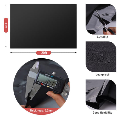 PAULOZYN Pond Liner 13 X 20 Ft, 20 Mil Pond Liners for Outdoor Ponds HDPE, Fish Pond Liner, High Preformed Easy Cutting for Koi Ponds, Garden Landscape, Fountain, Waterfall, Streams