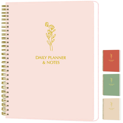 Simple Daily Planner Undated & To Do List Notebook: With Hourly Schedule - 6.5x9.25" Blush Pink - Aesthetic Spiral Note book for Work and Life Tasks - Day & Hour Agenda, Organizer Notepad Journal