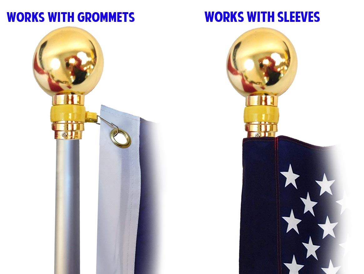 FlagsImp 8 Foot Aluminum Silver Pole with (Ball)