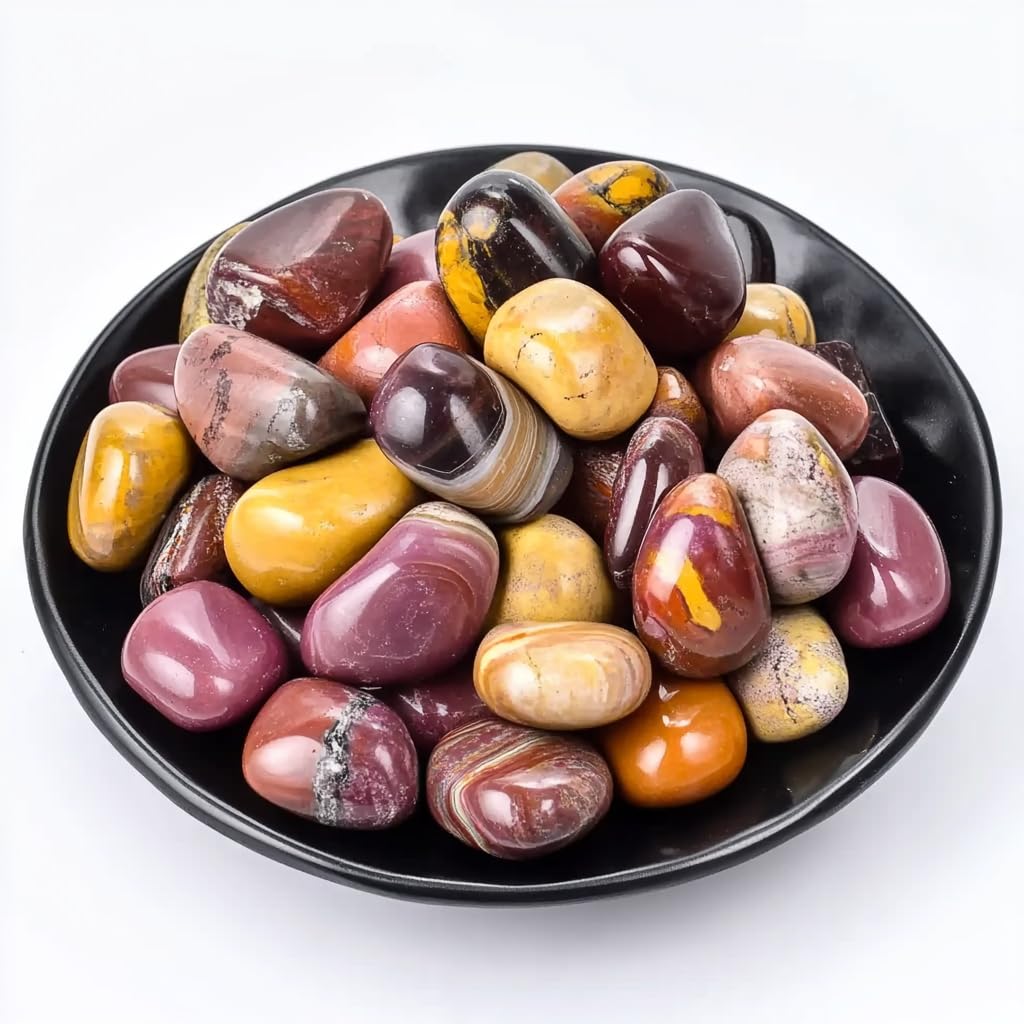 SigMntun Mookaite Jasper Healing Crystal Stone Set - 24 Pieces, 0.6" Natural & Polished Stones for Healing, Meditation, Reiki, Chakra, Crafting & Decoration