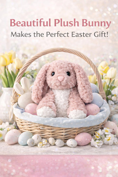 Laila and Lainey Bunny Stuffed Animal - 10.5 Inch Tall Pink Bunny Plush, Weighted Bottom for Independent Sitting, Safety Certified Rabbit Stuffed Animal