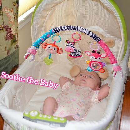 Crib Mobile for Girls, Baby Arch Mobile for Bassinet with Universal Clamps, Versatile Toy Bar for Bouncer Arch Toy 0-3 Months, Babies Gril Mobile Toys 0-6 Months Car Seat Stroller Toys